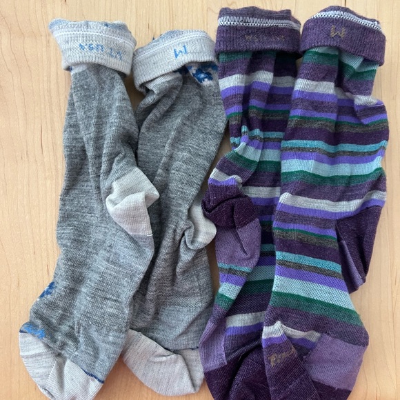 Darn Tough Other - Women’s Wool blend dress Socks - Grey & Purple Striped Pack